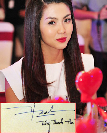 Chữ ký của người mẫu - diễn viên Tăng Thanh Hà